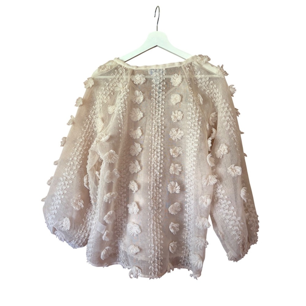 Calypso St Barth Women Peasant Top S Floral Textured Boho Quiet Luxury Old Money - Picture 5 of 9